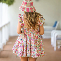 Printed Ruffle Trim Babydoll Mini Dress