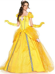 “Belle Beauty and the Beast cosplay yellow ball gown costume”