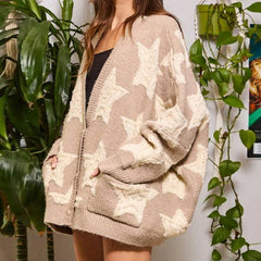 Star Embroidery Loose Cardigan