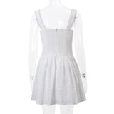 White Buttoned Doily Print Mini Dress