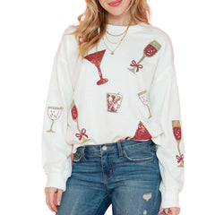 Christmas Glitter Wine Glasses Sweatshirt