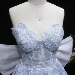 Bow Long Train Strapless Embroidered Mini Dress
