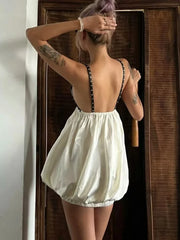 Studded Trim Cami Bubble Hem Mini Dress