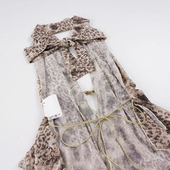 Leopard Print Deep Halter V-Neck Irregular Hem Top