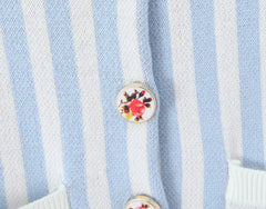 Stripe Knitted Flower Pockets Cardigan