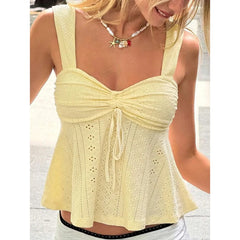 Eyelet Embroidered Ruched Bust Sleeveless Top