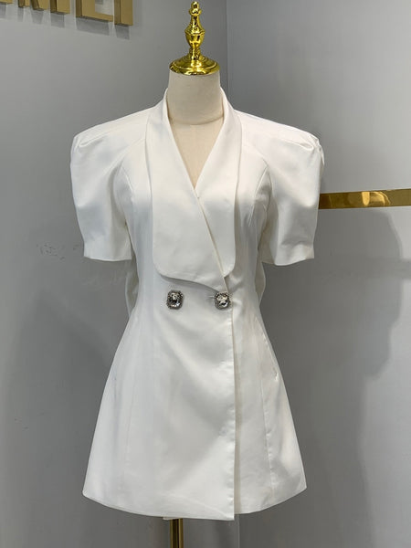 Puff Sleeve Large Collar Back Bow Blazer Mini Dress – Free From Label