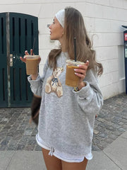 Bear And Puppy Print Knit Pullover