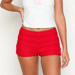 Ruched Low Rise Frill Bloomers Micro Shorts