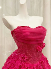 Strapless Flower Textured Bubble Ruffle Mini Dress