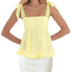 Bow Tied Ruffles Bodydoll Tank Top