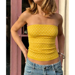 Polka Dot Print Crop Tube Top
