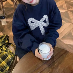Blue Bow Printed Sweatshirt