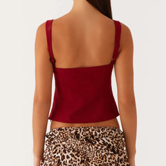 Crop Buttoned Strap Top