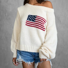 American Flag Knit Sweatshirt