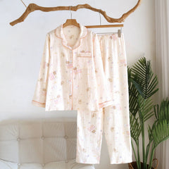Cotton Pink Teddy Collard Pajama Set