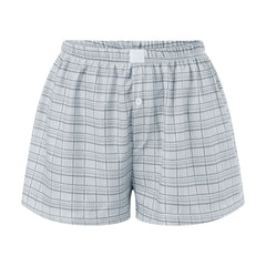 Elastic Waist Striped Plaid Print Shorts