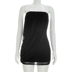 Strapless Folds Drape Mini Dress