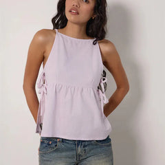 Square Neck Side Tie UP Babydoll Top