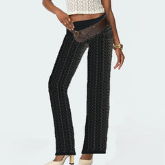 Sheer Fold Over Low Rise Wide Leg Trouser