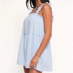 Blue Slip Short Dress