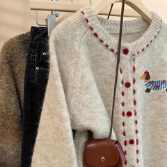 Animal Embroidery Knitted Cardigan