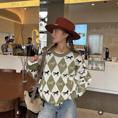 Argyle Print Sweater