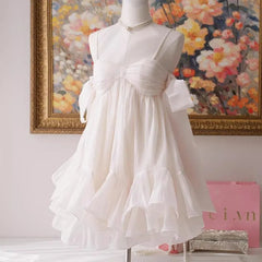 Bow Tie Up Off-Shoulder A-line Ruffle Mini Dress