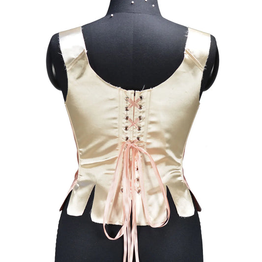 Pink Satin Two Tone Tie Up Corset Top