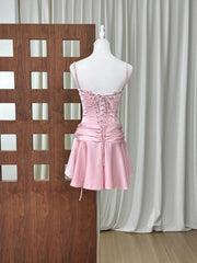 Satin Spaghetti Strap Waist Snitched Mini Dress