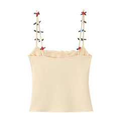 Apricot 3D Flower Strap Top