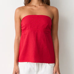 Strapless Peplum Back Tie Up Bandeau Top