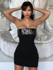 Black Sequin Strapless Mini Dress