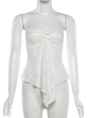 White Lace Jacquard Strapless Top