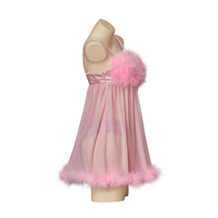 “Austin Powers parody costume set in pink, black, and red”