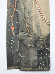 Gradient Wash Rivet Accent Wide Leg Jeans