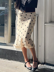 White Polka Dot Midi Skirt