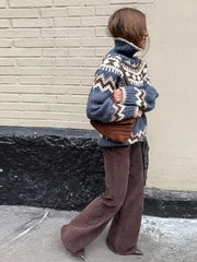 Turtleneck Jacquard Print Sweater