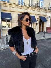 Fur Collar Knitted Cardigan