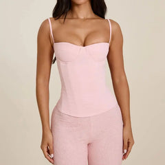 Spaghetti Strap Back Lace Up Corset Top