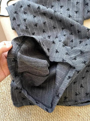 Stripe Grey Bow Drawstring Wide Leg Pants