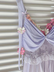Floral Mesh Frill Lingerie Nightdress