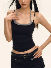 Dual Strap Black Tank Top