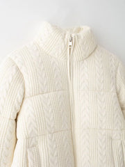 Cabel Knitted Zipper Puffer Coat