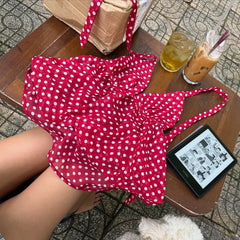 Red Polka Dot Babydoll Halter Top
