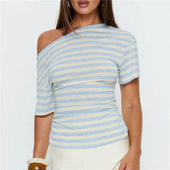 Striped Off-Shoulder T-Shirt