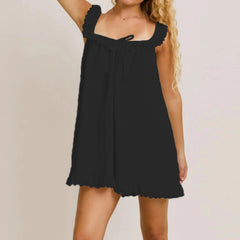 Bow Front Ruffled Trim Mini Dress
