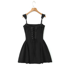 Black Tie Up Strap Corset Mini Dress