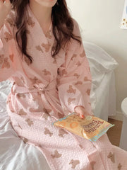 Printed Long Sleeve Night Gown Robe