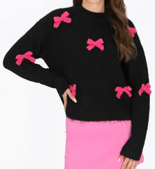 Bow 3D Bow Appliques Sweater